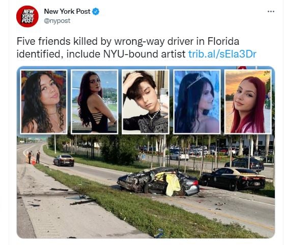 Identifican a los cinco amigos asesinados en choque en Florida