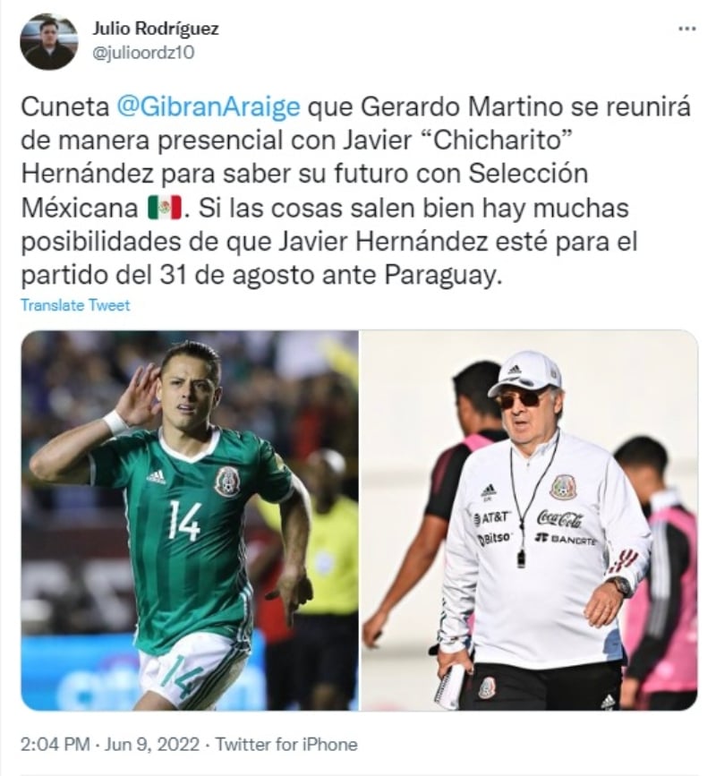 Chicharito volverá selección mexicana: "Hemos tenido un contacto hace un mes"