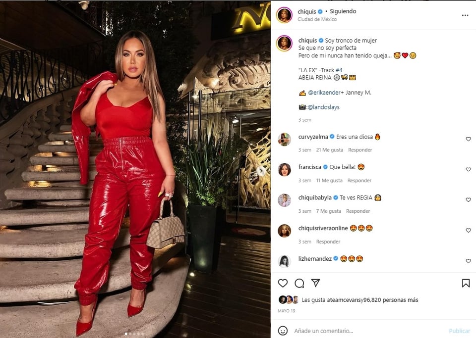 Chiquis opens her blouse as the temperature rises
