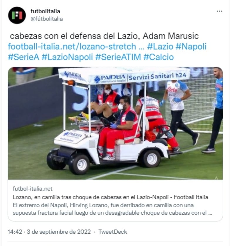 Hirving Chuky Lozano accidente: Tiene que salir en camilla