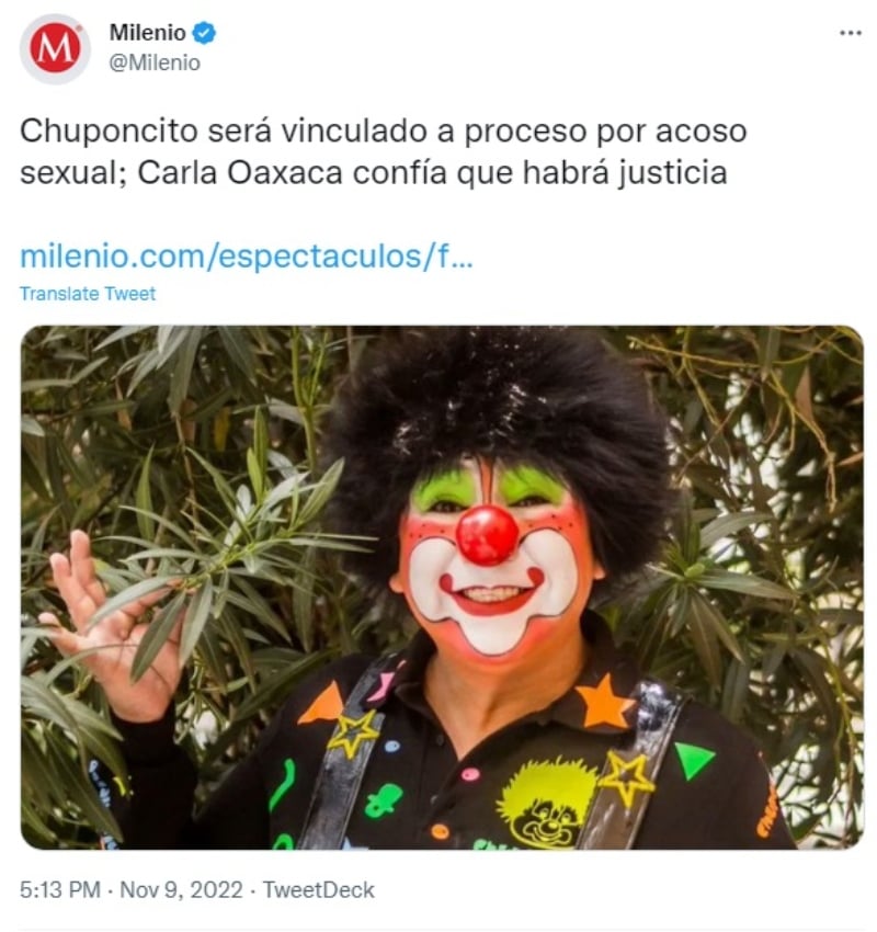 Chuponcito será vinculado a proceso por acoso
