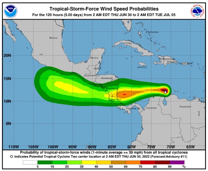 ciclón Caribe alertan golpeará Nicaragua Costa Rica