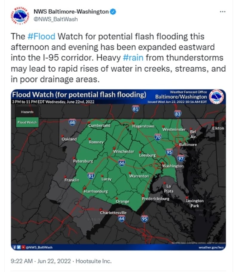 Alerta clima Estados Unidos: Lluvias esta noche