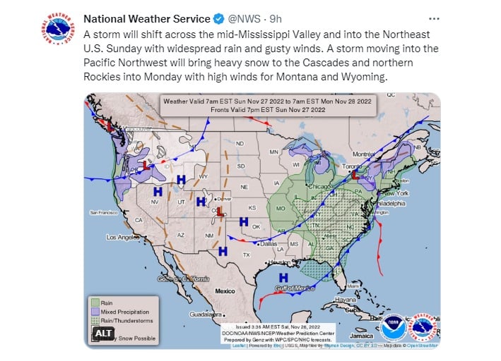 Tormentas invernales azotarán durante el fin de semana en Estados Unidos