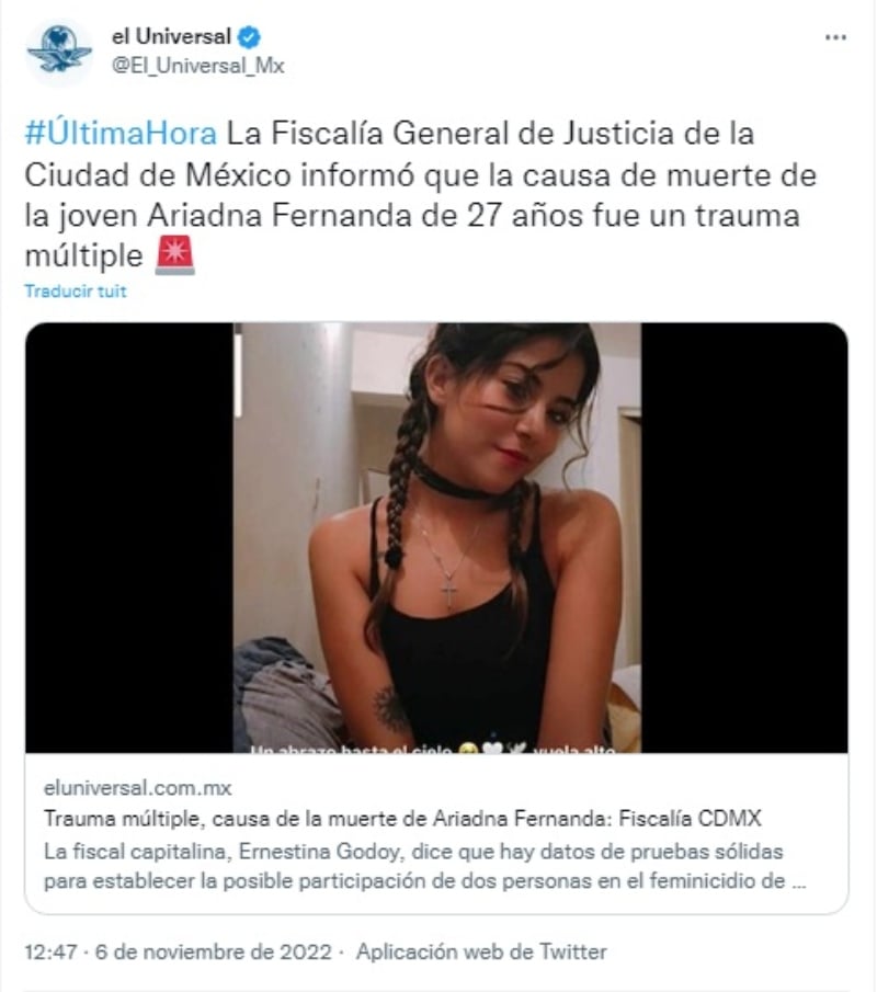 Revelan cómo murió la joven Ariadna Fernanda