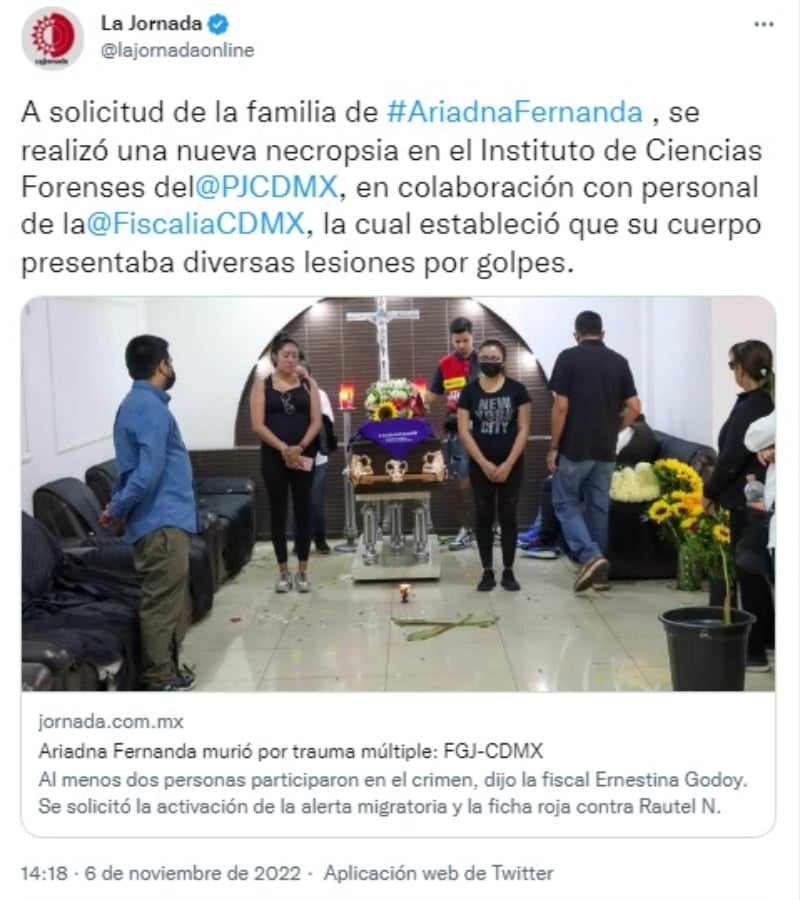 Cómo murió Ariadna Fernanda: Dan a conocer resultados de la necropsia
