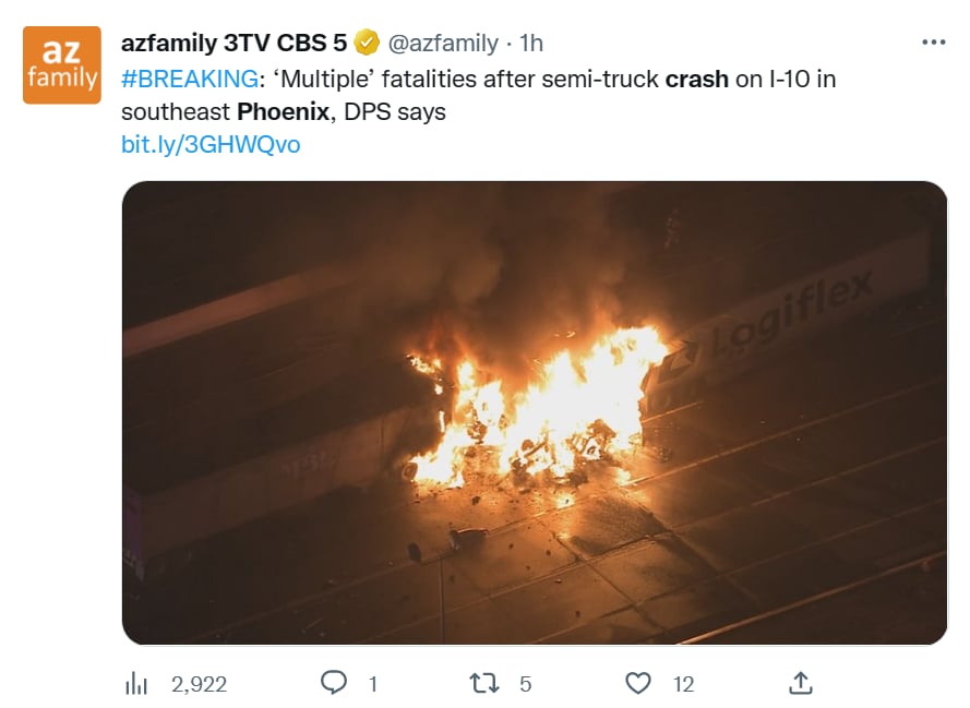 Incendio carretera Estados Unidos