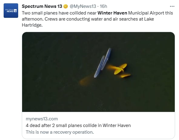 Choque avionetas Florida