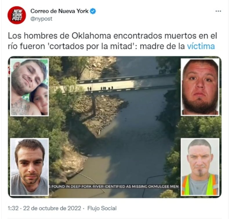 Revelan cómo hallaron los cuerpos en rió de Oklahoma