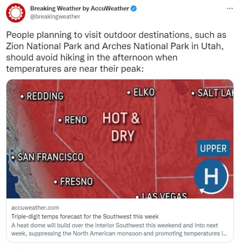 Dome of heat will hit the United States