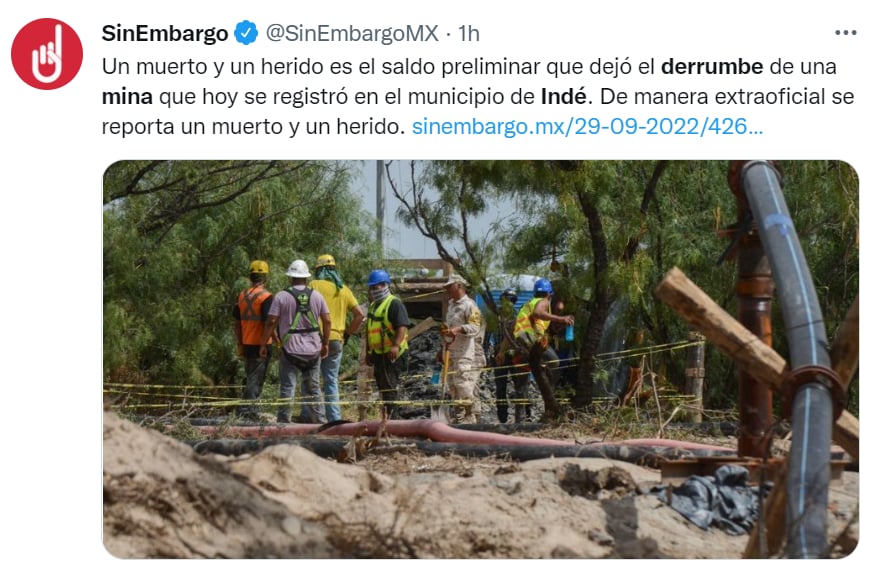 Derrumbe mina Indé Durango