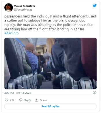 American Airlines flight diverted by passenger who wanted to open the door