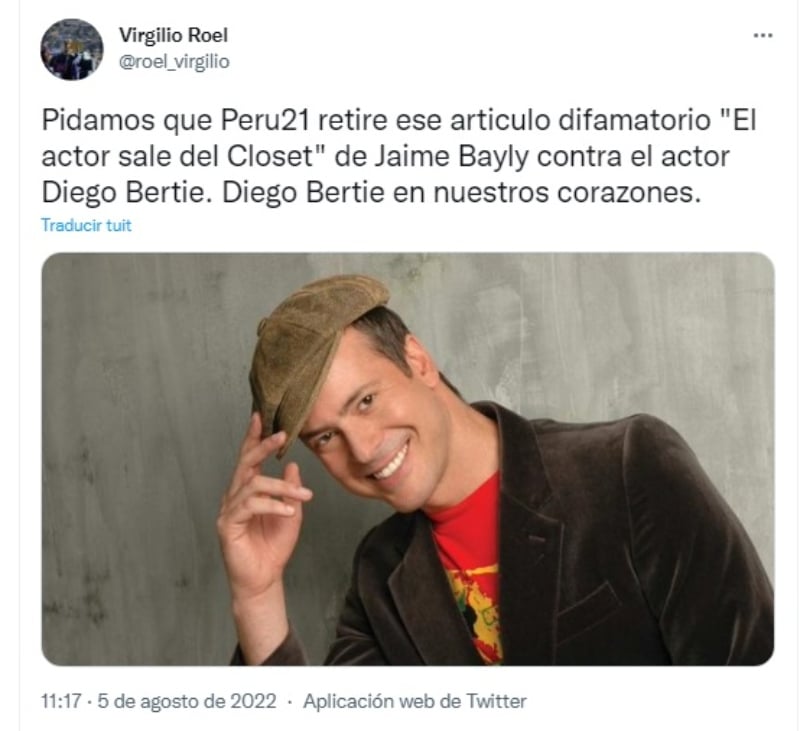 Culpan a Jaime Bayly de la muerte de Diego Bertie