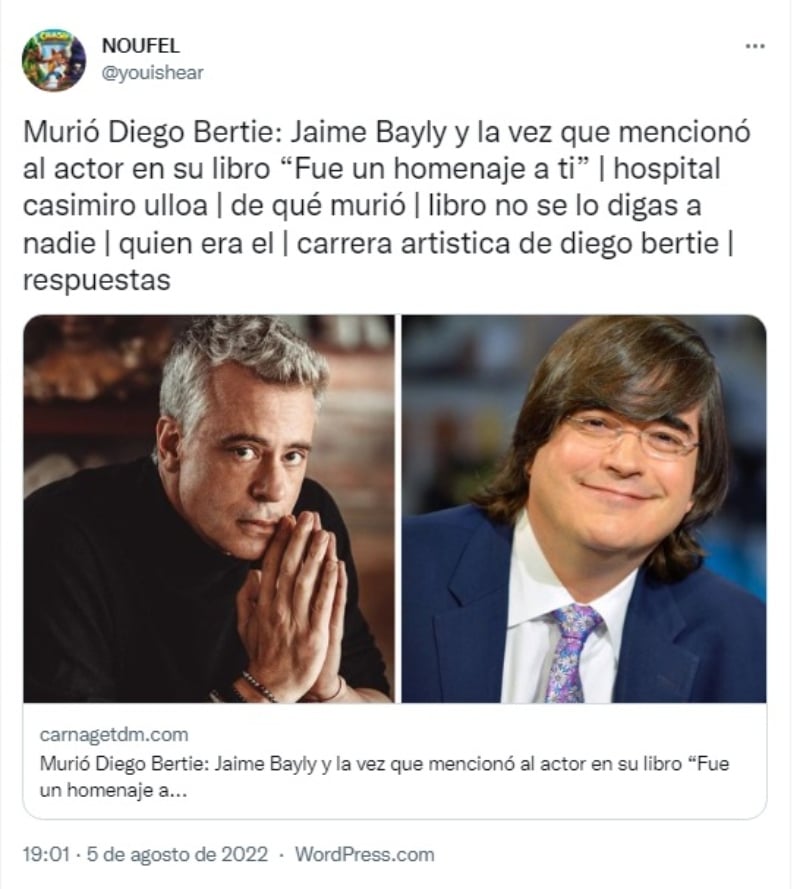 Jaime Bayly muerte Diego Bertie: ¿Ya lo presentía?