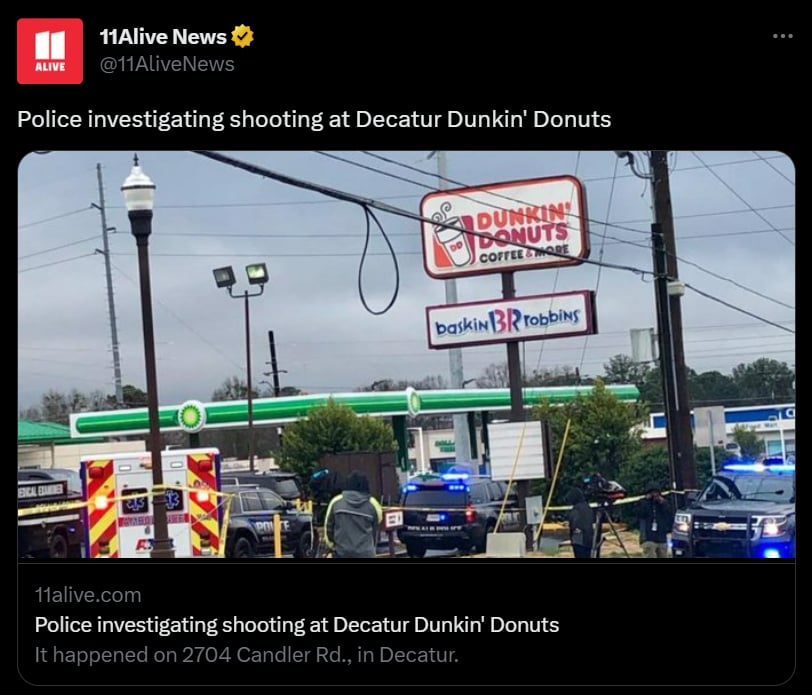 Un hombre murió tras el tiroteo en Dunkin Donuts