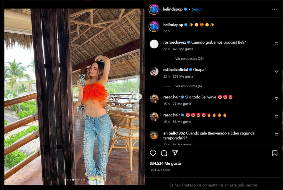 Belinda shows her sensuality in photos shared for her public