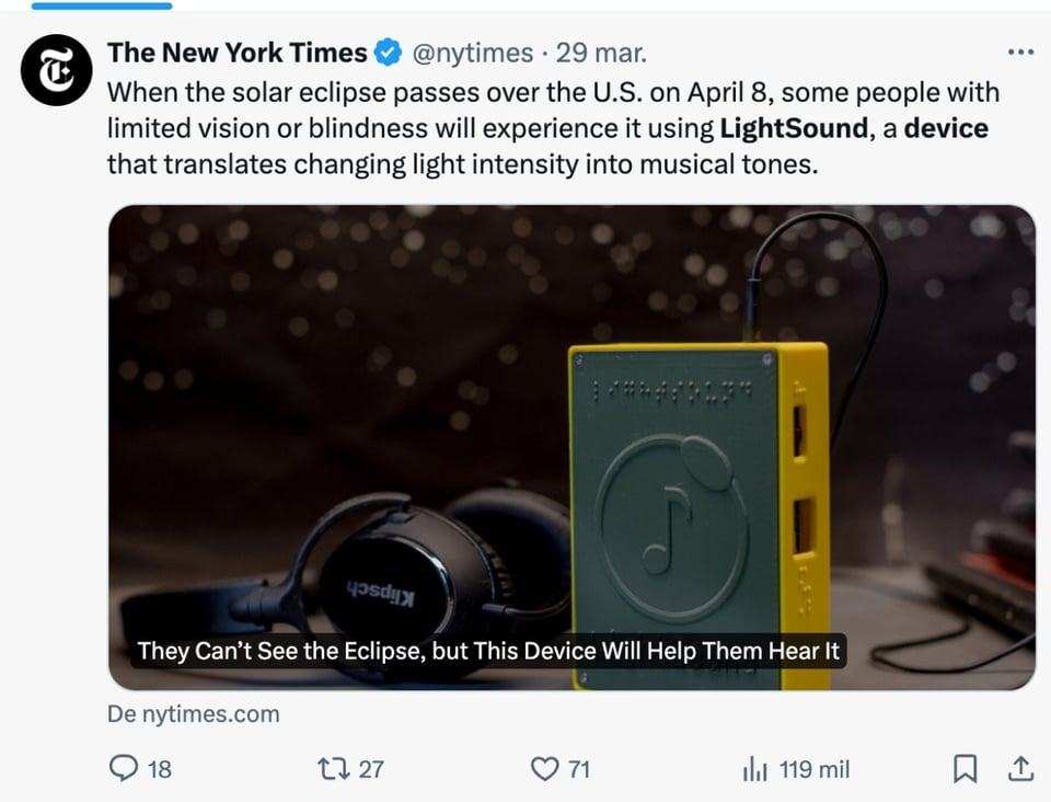 eclipse blind people, blind eclipse, LightSound device, eclipse, MundoNOW