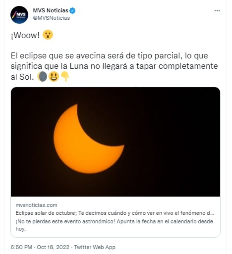 Eclipse solar 25 octubre: Habrá transmisiones en vivo