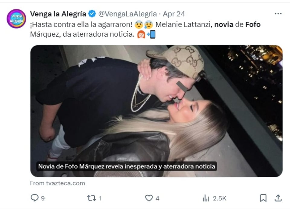 victim Fofo Márquez girlfriend, Melanie Lattanzi, accomplice, lawsuit, MundoNOW