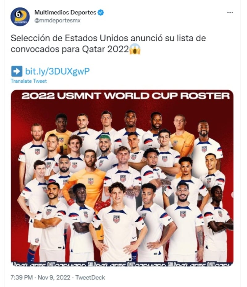 Lista Estados Unidos Qatar: Sorprende con convocados