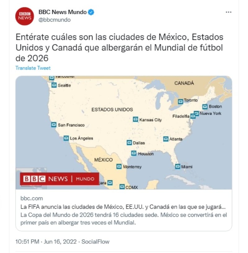 Las ciudades de Estados Unidos que serán sede en el Mundial