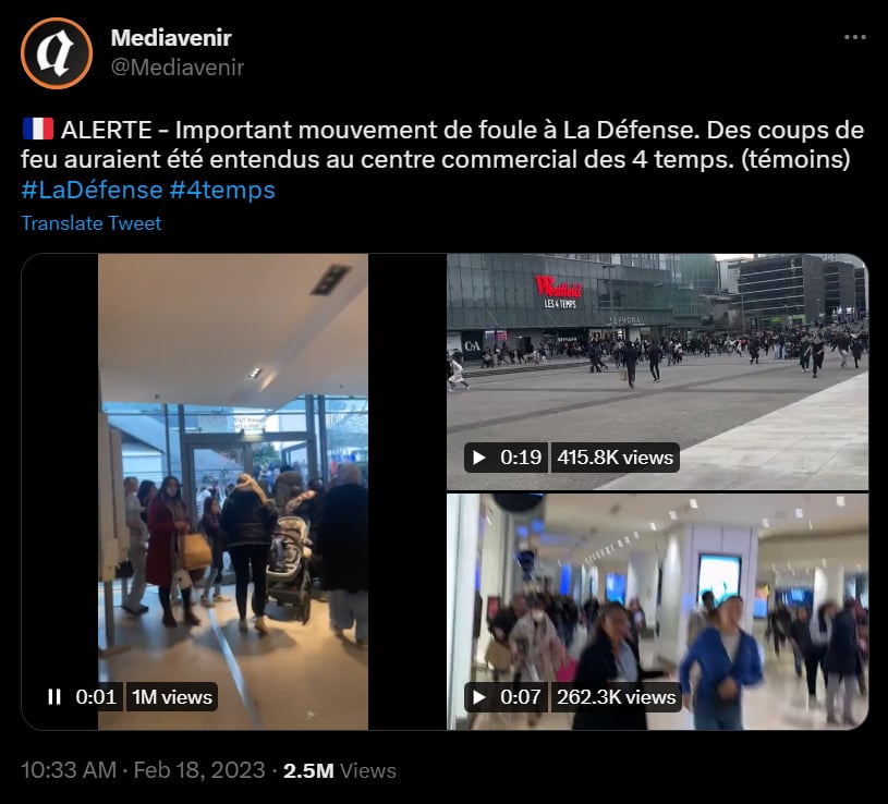 Hombre se suicidó en centro comercial de Francia