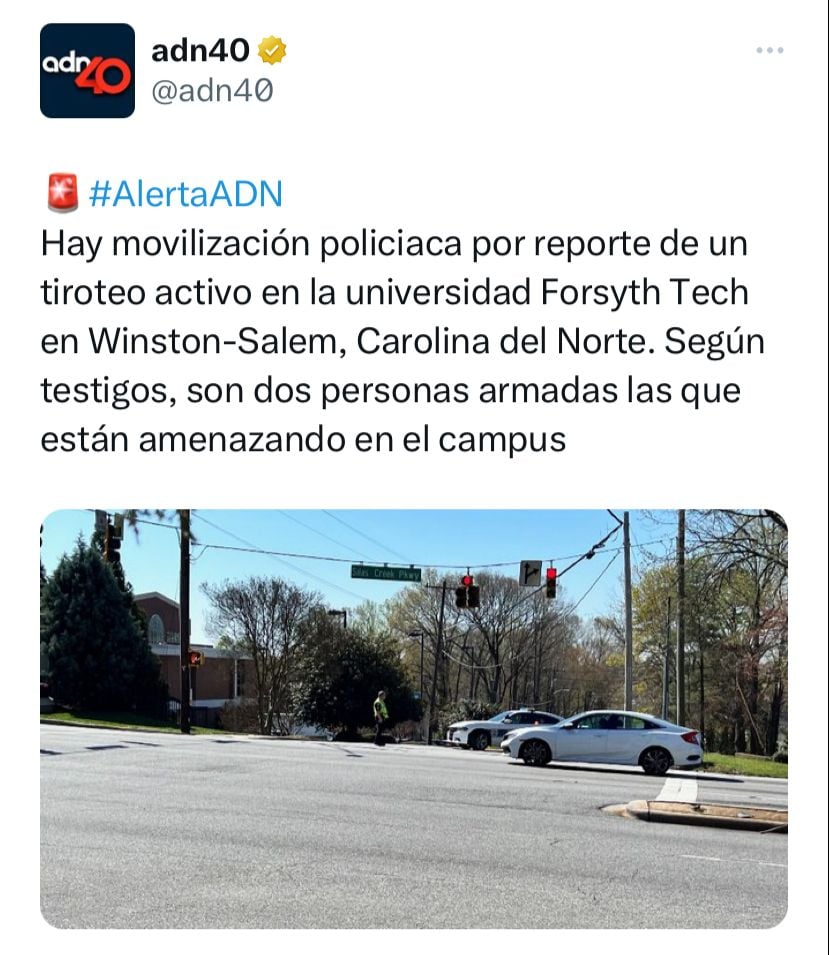Policía informó sobre situación en Forsyth Tech de Carolina del Norte