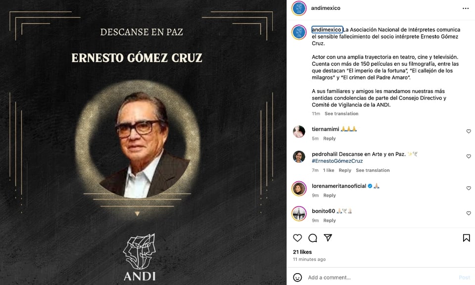 Muere Ernesto Gómez Cruz, Ernesto Gómez Cruz, actor de telenovelas, actor de cine, MundoNOW
