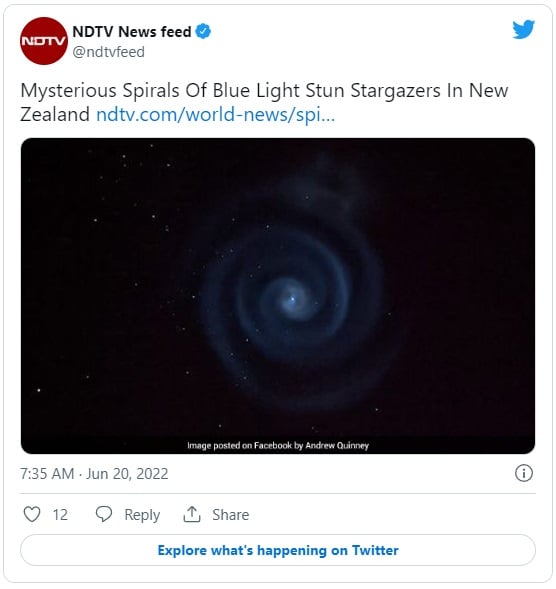 Mysterious spiral of light appears in the night sky and they say they are aliens