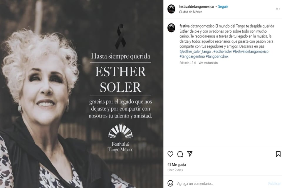 Esther Soler actress, tango, dance, farewell messages, MundoNOW
