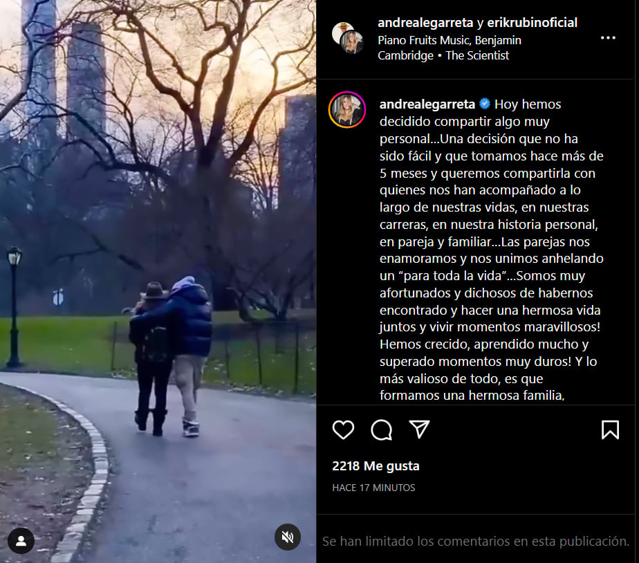 Andrea Legarreta se sinceró con sus seguidores 