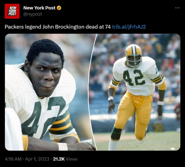 John Brockington fue el exjugador con un récord de yardas durante tres temporadas