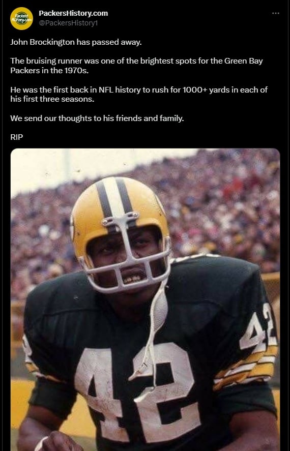 Brockington fue una leyenda de los Packers