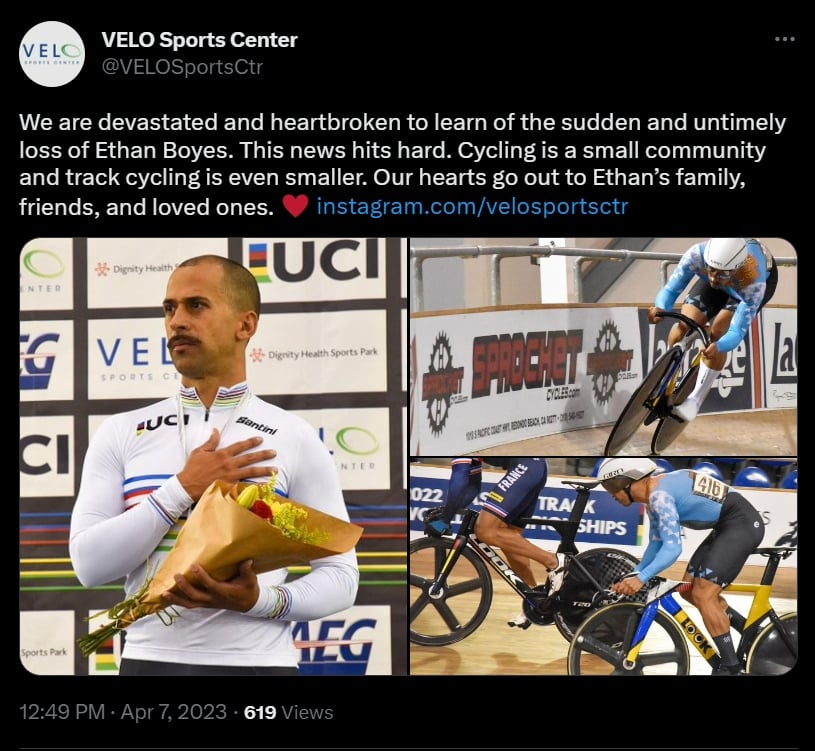 Murió el ciclista campeón, Ethan Boyes, en un accidente