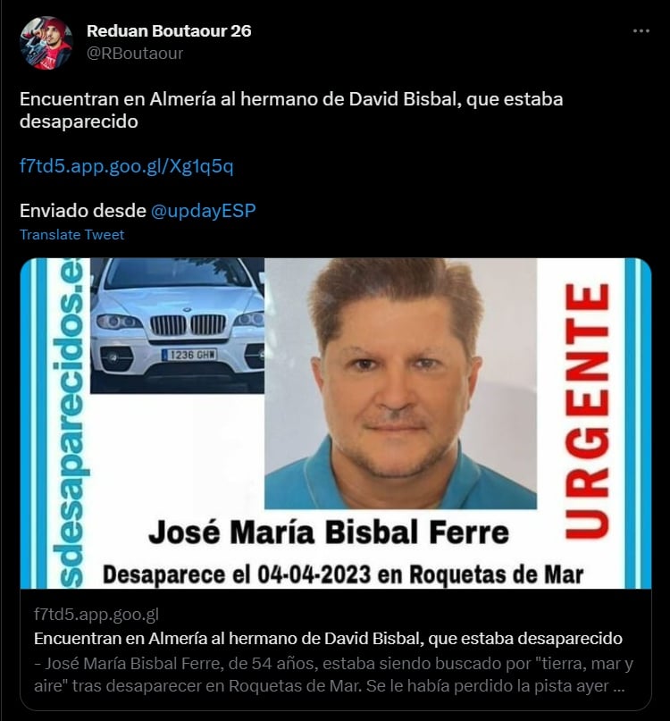 La desaparición de su hermano fue un momento de máxima tensión para Bisbal