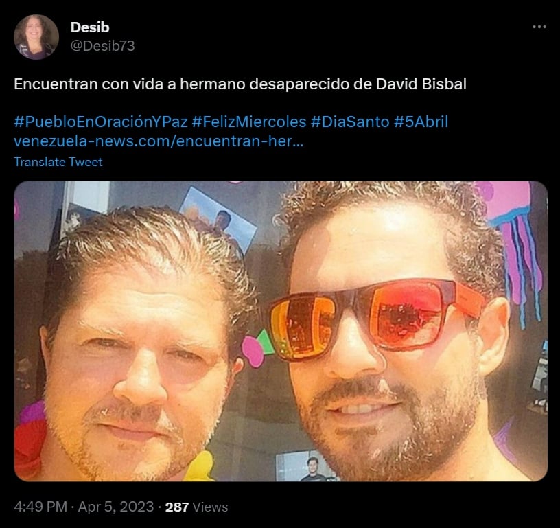 Bisbal señala que su familia y él quieren privacidad respecto a la situación