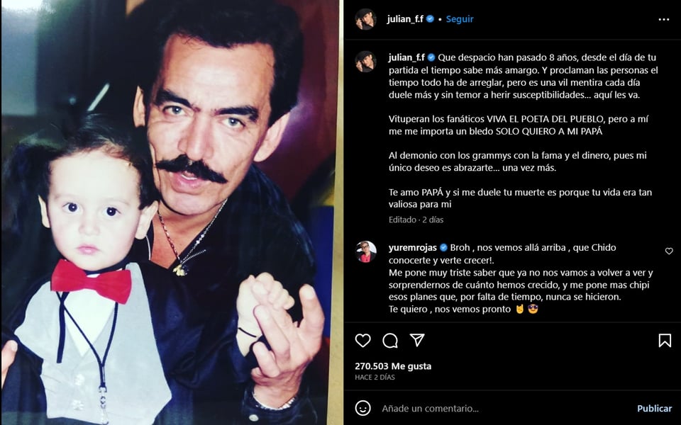 La última publicación de Julián en redes sociales
