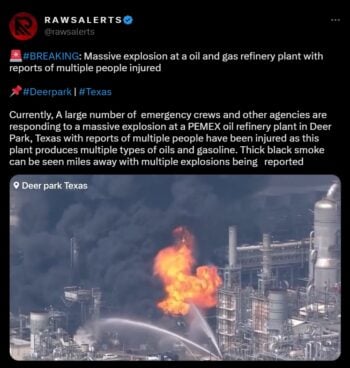 Explosión en refinería de Pemex en Deer Park, Texas deja varios heridos