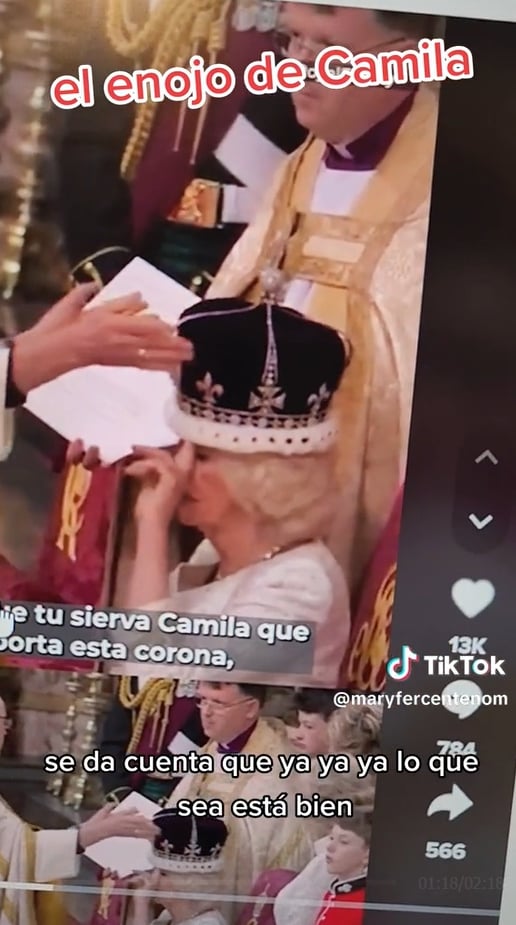 The moment when she is crowned, does the Queen reflect discomfort?