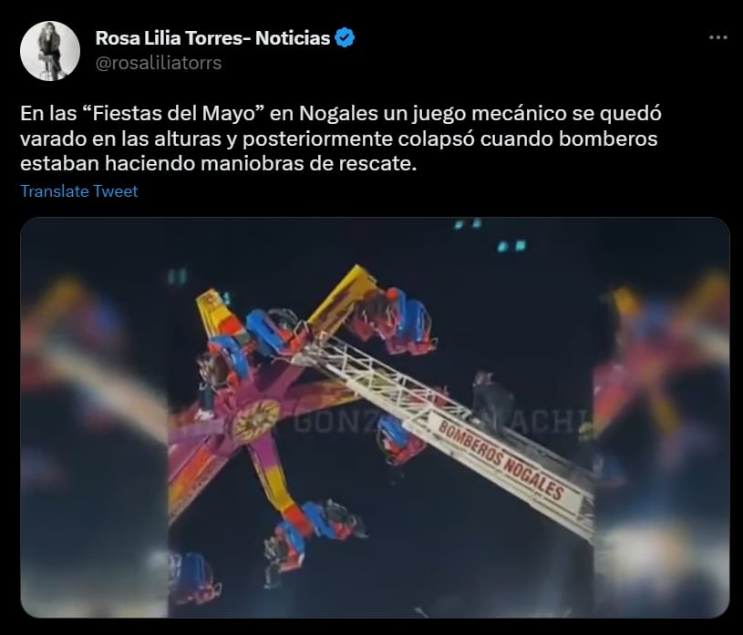 Juego mecánico colapsa en Nogales, Sonora