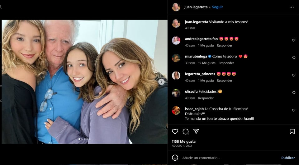 Las declaraciones de Andrea Legarreta en su publicación, pide oraciones por Juan, su padre