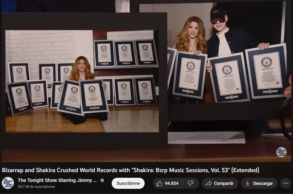 Jimmy Fallon says Bizarrap and Shakira broke Guinness records