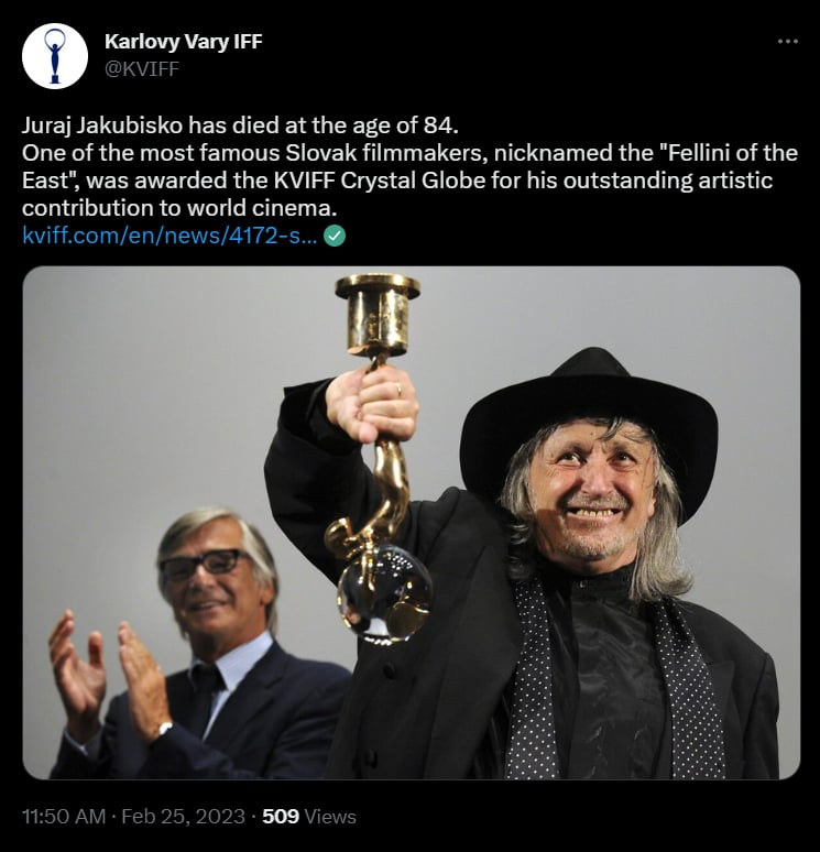 Murió Jurak Jakubisko, director de cine eslovaco