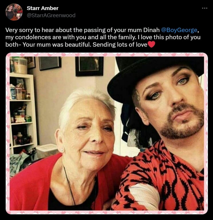 Boy George is in mourning, his mother's death confirmed