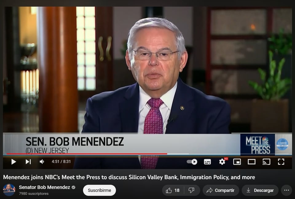 El Senador de EEUU, Bob Menéndez pide retirar visa a funcionarios mexicanos
