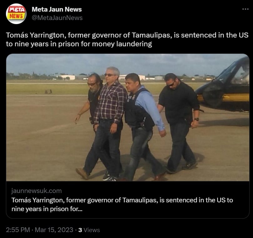 El exgobernador fue capturado en Italia en una ocasión