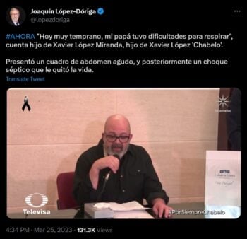 Hijo de Chabelo revela la verdadera causa de muerte del conductor