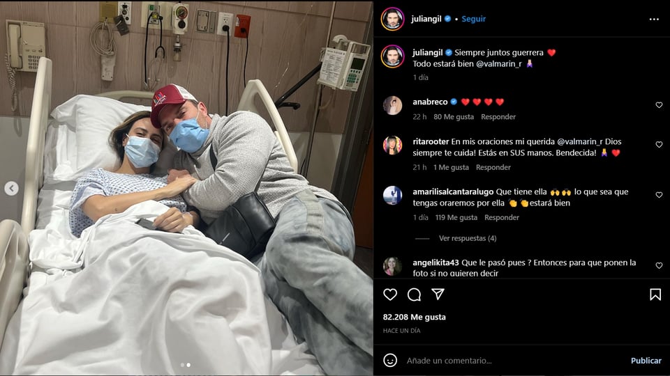 La prometida de Julián Gil ingresó al hospital para ser operada
