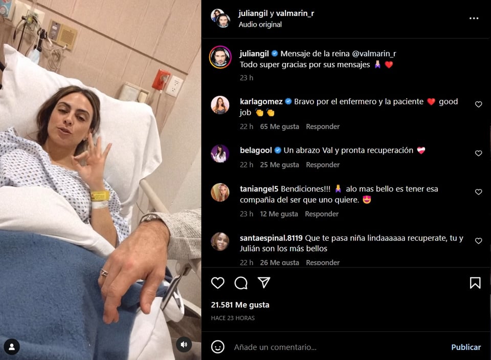 Julián Gil bromeó con Valeria en el centro médico