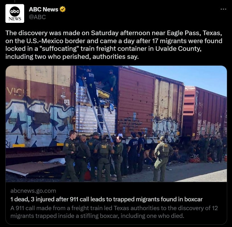 Migrante mexicano es encontrado muerto en vagón de Texas